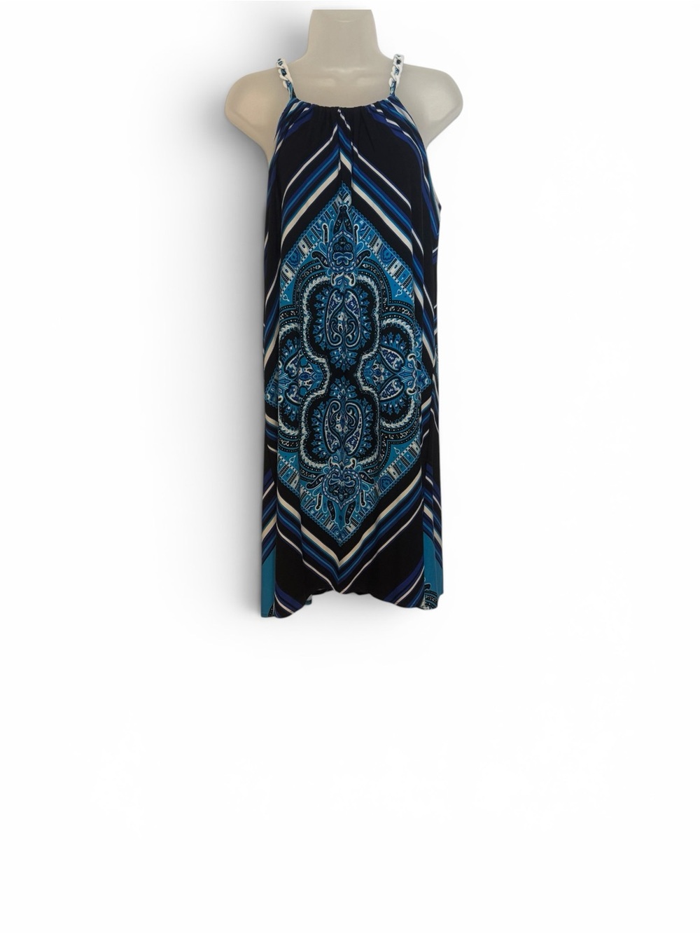 Summer Blue/Black Printed Sundress SIZE: 12   #